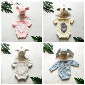 

Jane Z Ann Newborn Photography Clothing 0-3 month handmade bunny panda bear animal Knitted outfits studio accessories