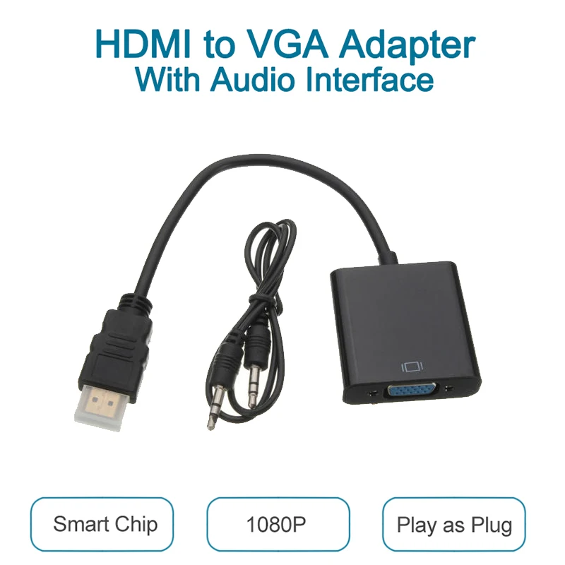 HDMI к VGA Кабель-адаптер HDMI к VGA конвертер адаптер для PS3 PS4 ноутбука ТВ коробка HD ТВ xbox поддержка 1080P с аудио кабелем