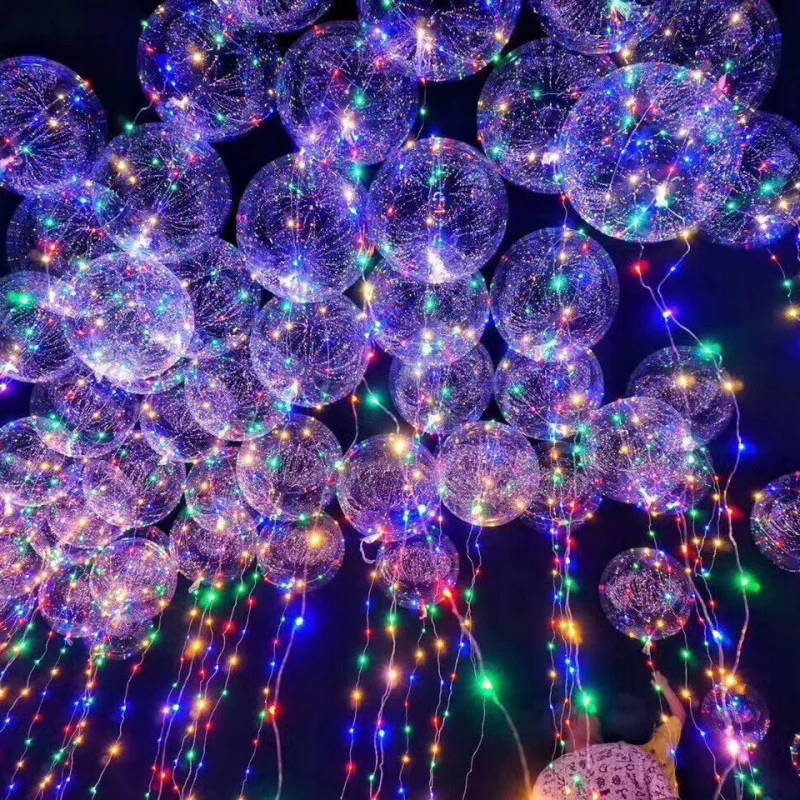 

Luminous Led Light Christmas Balloon Decoration Transparent Decor Year Glowing Wedding New Party Bubble Round