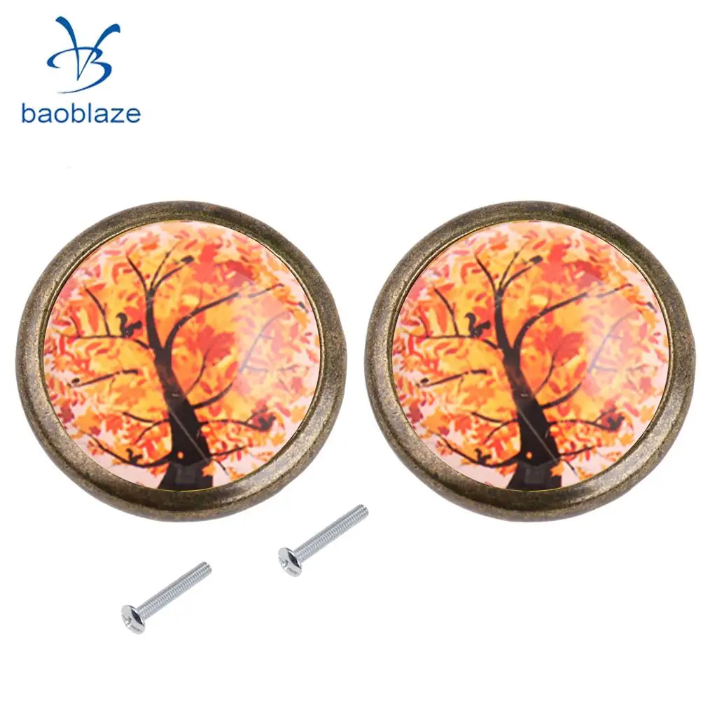 2PCS Zinc Alloy Tree Pattern Cabinet Drawer Pull Cupboard Wardrobe Knob Handle for Home Kids Bedroom Decor