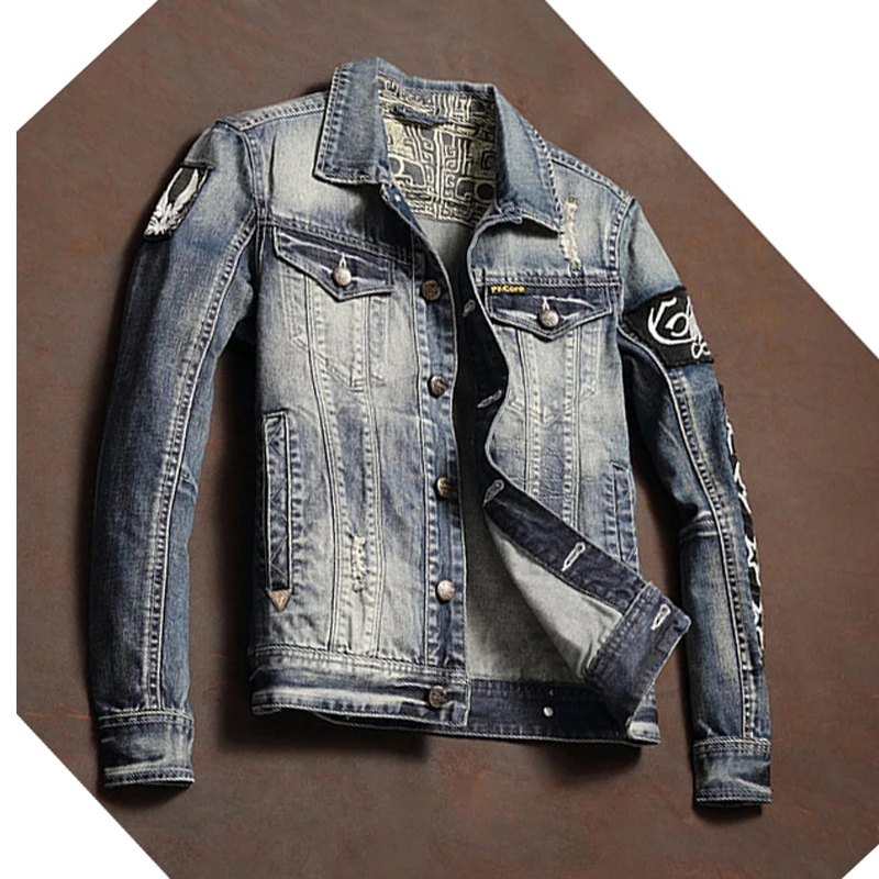 2018 New Arrivals Imported Mens Biker Jeans Jacket Coats Streetwear Patchwork Pattern Designer Male Suit Denim Coats XXXL A200 2018 New Arrivals Imported Mens Biker Jeans Jacket Coats Streetwear Patchwork Pattern Designer Male Suit Denim Coats XXXL A200