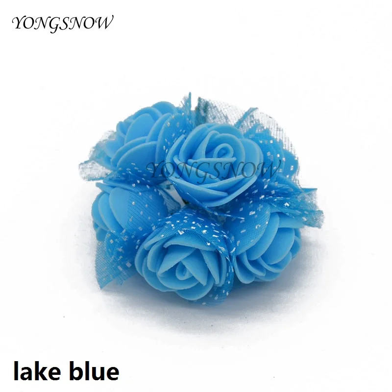 144 шт./лот 3,5 см искусственные из ПЭ Роза маленькая пены цветы Свадебный букет невесты DIY ручной работы венок Свадебная вечеринка украшения 7Z - Цвет: Lake blue