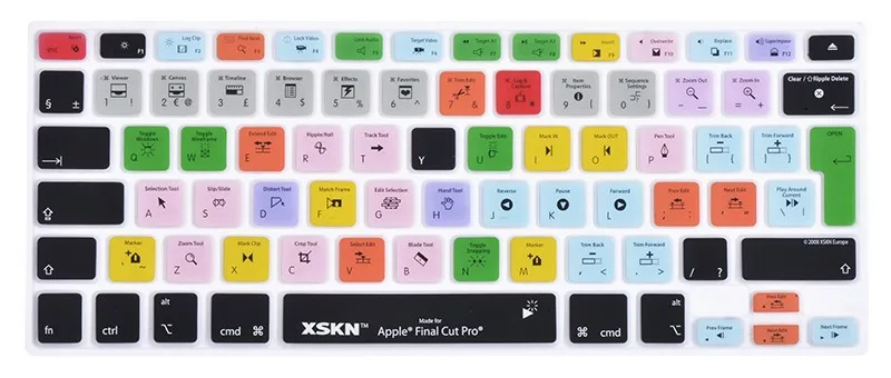 XSKN Final Cut Pro 7 программный ярлык дизайн функциональная силиконовая крышка клавиатуры для Macbook Pro, США склад 10 дней в США - Цвет: UK version