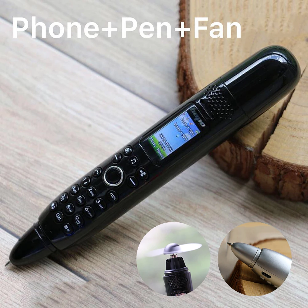 Mini Cute Pen Mobile Phone With Electric Fan 2G GSM Magic Voice Dual Sim Camera MP3 BT Dialer Recording Pen With Flashlight