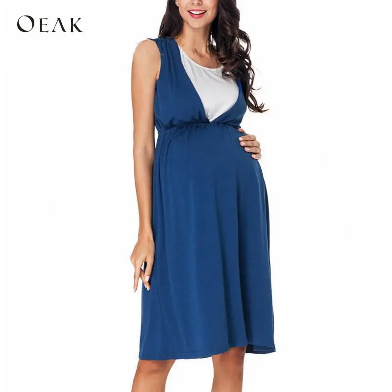 

Oeak Casual Nursing Breastfeeding Clothes Sleeveless Loose Plus Size Nursing Breastfeeding Tops Dress Mother Home Clothing