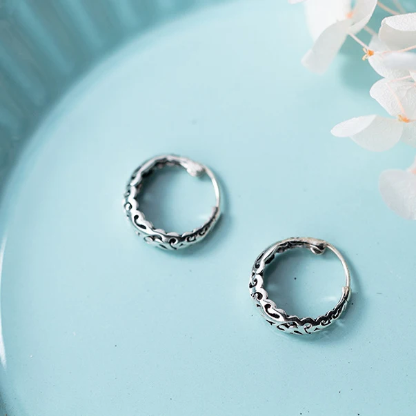 925 пробы серебро Винтаж обруч кольцо спальная серьги в этническом стиле серебряная, в стиле бохо серьги для женщин - Окраска металла: style B