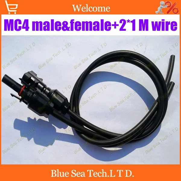 

1 pair IP67 PV connector with wire MC4 solar Connector male&female kit with 1M+1M wire for solar panel 4mm2 wire Free shipping
