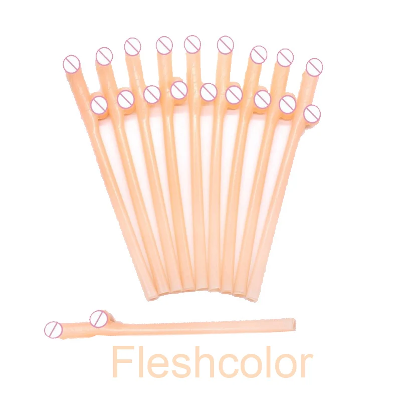 Fleshcolor 10 шт трубочки для напитков в виде пениса для девичника Сексуальная Девичья ночь Вилли пенис Новинка Обнаженная соломинка для бара принадлежности для вечеринки-девичника - Цвет: Fleshcolor