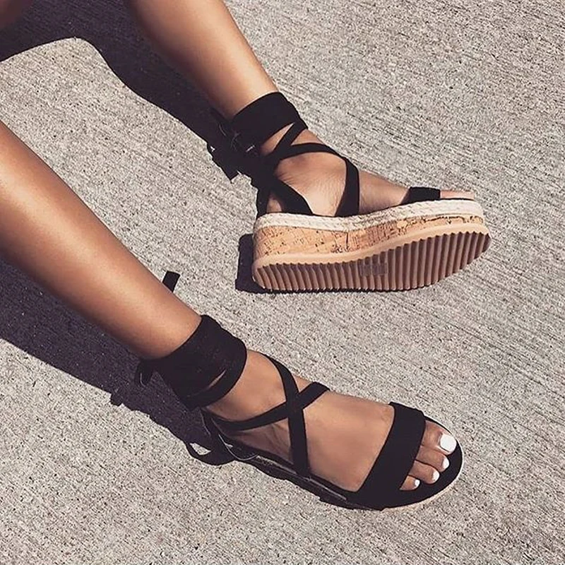 Teahoo Summer Ankle Strap Women Platform Sandals Open Toe Wedge ...