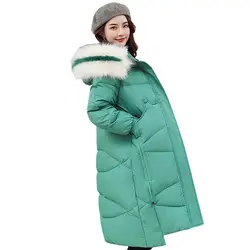 Толстая куртка женская с большим меховым воротником 2019 новая Корейская версия большой меховой воротник средней длины, утолщенная куртка 1961