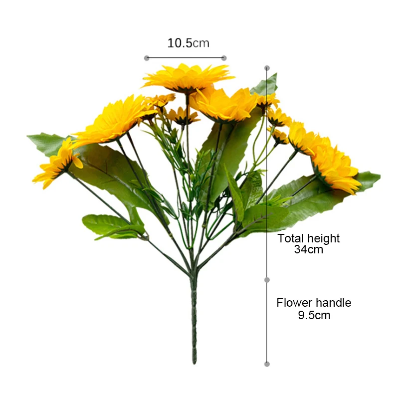 1 букет искусственных подсолнухов, шелковые цветы, Подсолнухи на ощупь, искусственные цветы для дома, вечерние, свадебные украшения, реквизит, садовый цветочный - Цвет: A1