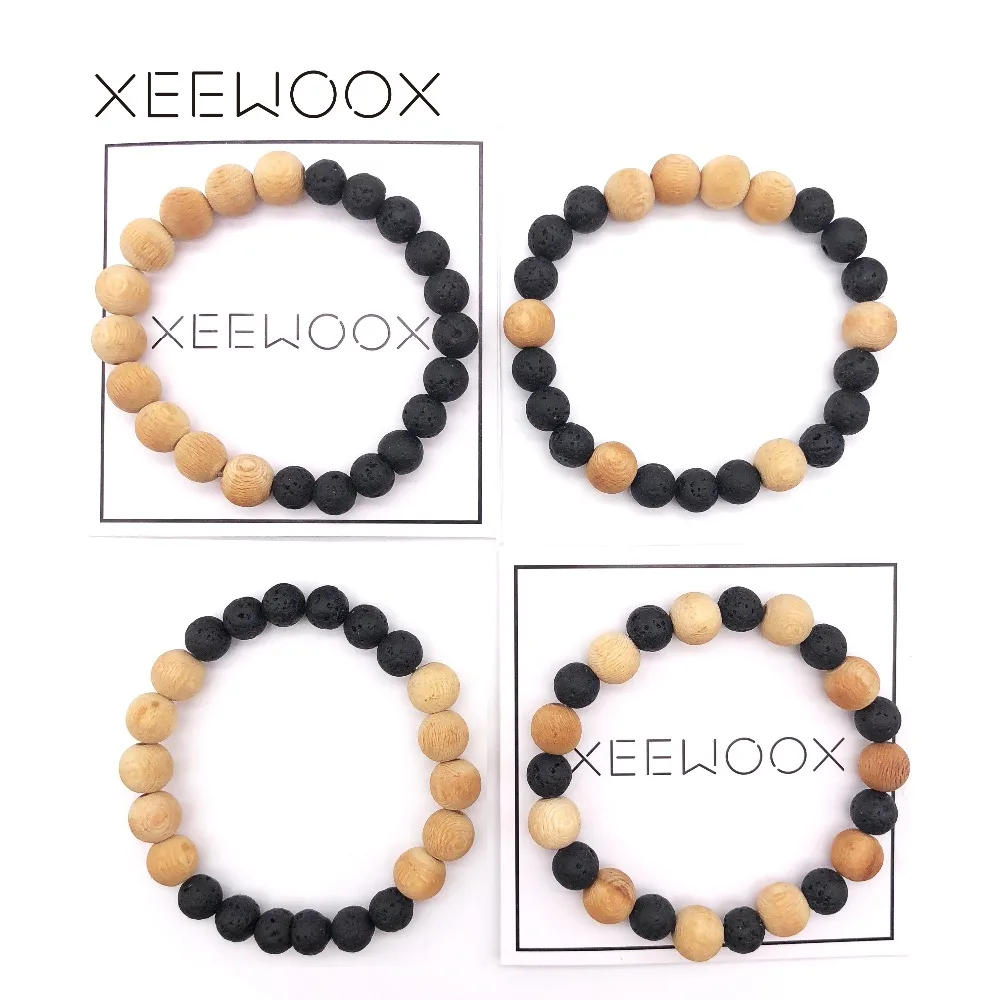

Lava Bead Bracelet Bohemia Essential Oils Diffuser Bracelet For Women Man Natural Stone Wood Round beads Bracelet 2019 New Gift