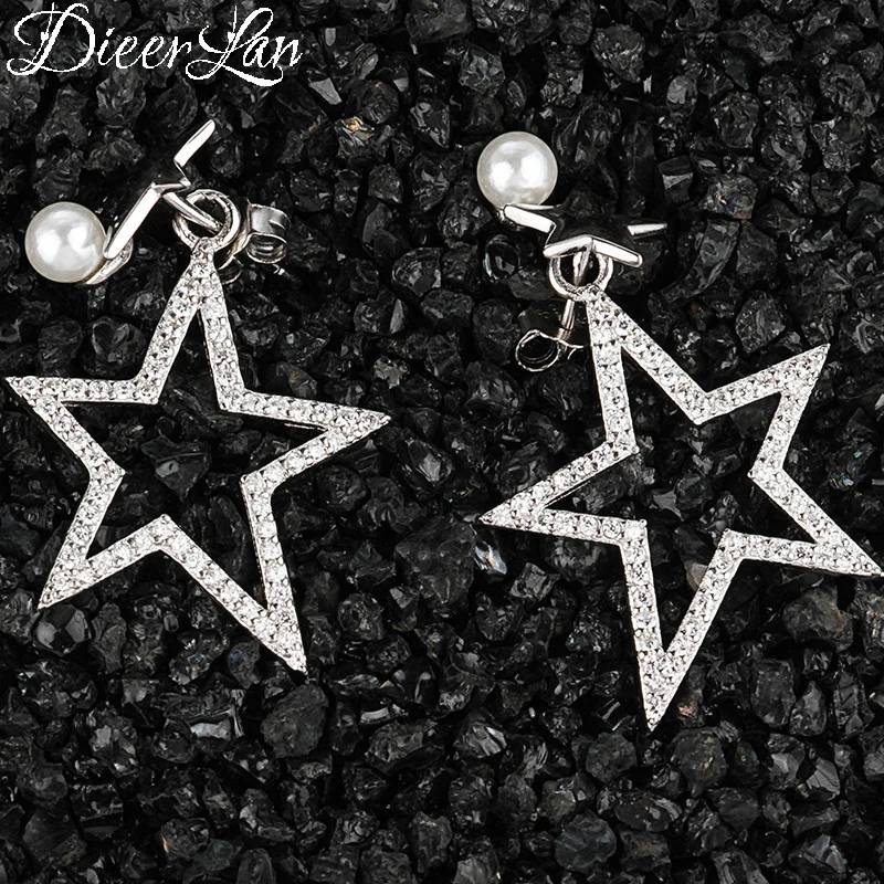 

Fashion 925 Sterling Silver Big Star Earrings For Women Wedding Jewelry Femmes Gifts Brincos Pendientes 2019