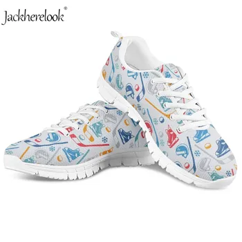 

Jackherelook Breathable Lightweight Field Hockey Pattern Women Sneakers Comfortable Lace Up Vulcanized Flat Shoes for Female