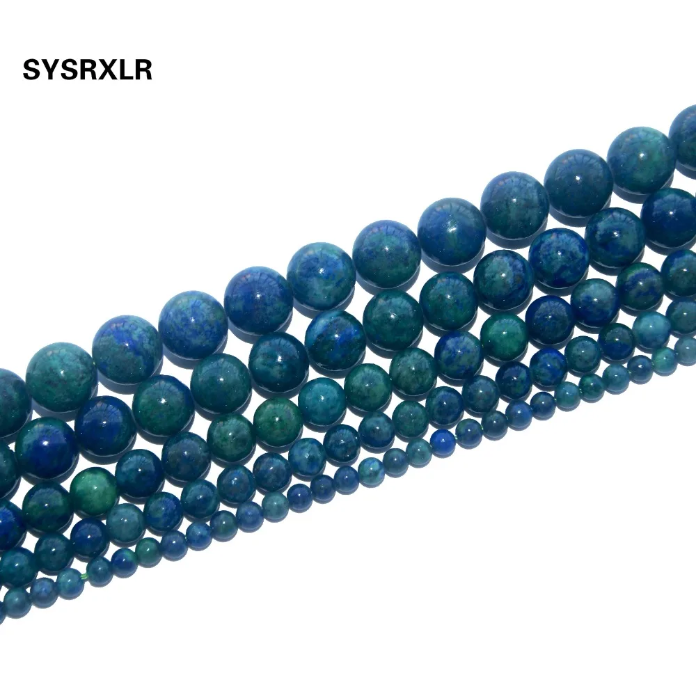 Бесплатная доставка Chrysocolla Азурит круглый рыхлый натуральный камень бусины для