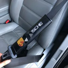 

2pcs Car Seat Belts Covers For Porsche Cayenne Panamera Macan 911 Caman Padding Carbon Fiber Leather Belt Shoulder Sleeve
