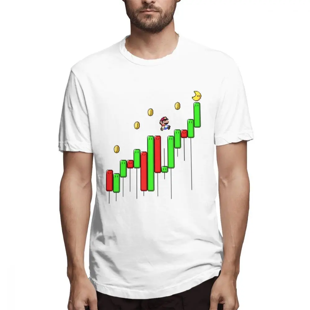 Супер Марио футболка Forex Фондовый рынок валюты трейдер инвестиций Футболка Топ дизайн Новое поступление, горячая Распродажа с круглым вырезом футболки - Цвет: white