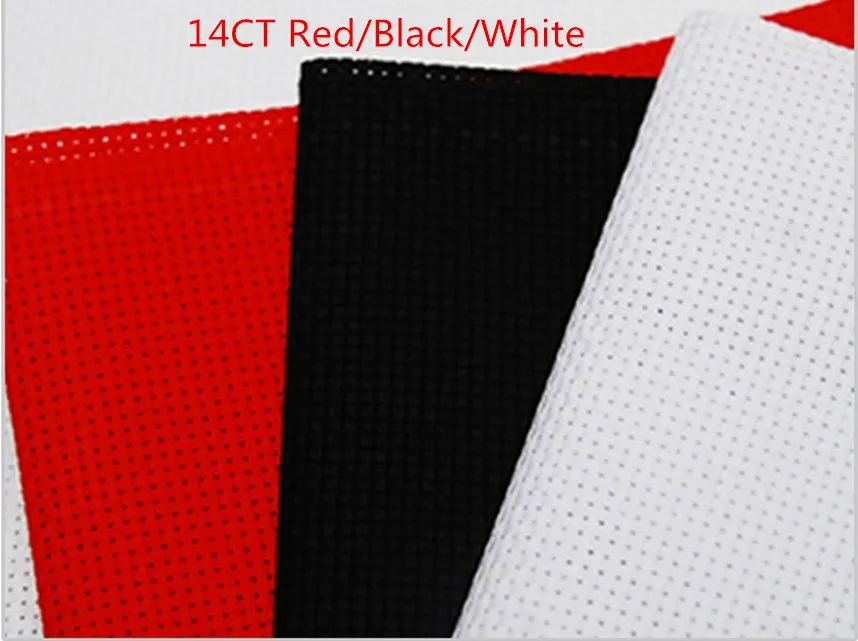 Лучшее качество 14CT ткань из перекрестной стежки Размер: 50X50 см канва белый/черный/красный