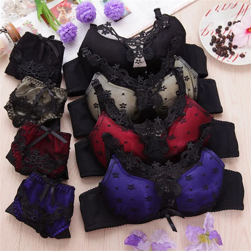 

Luxury Thin Cup Perspective Leakproof lace brand sexy gather BC big cup bra set cozy lace flower women underwear set bra and pan