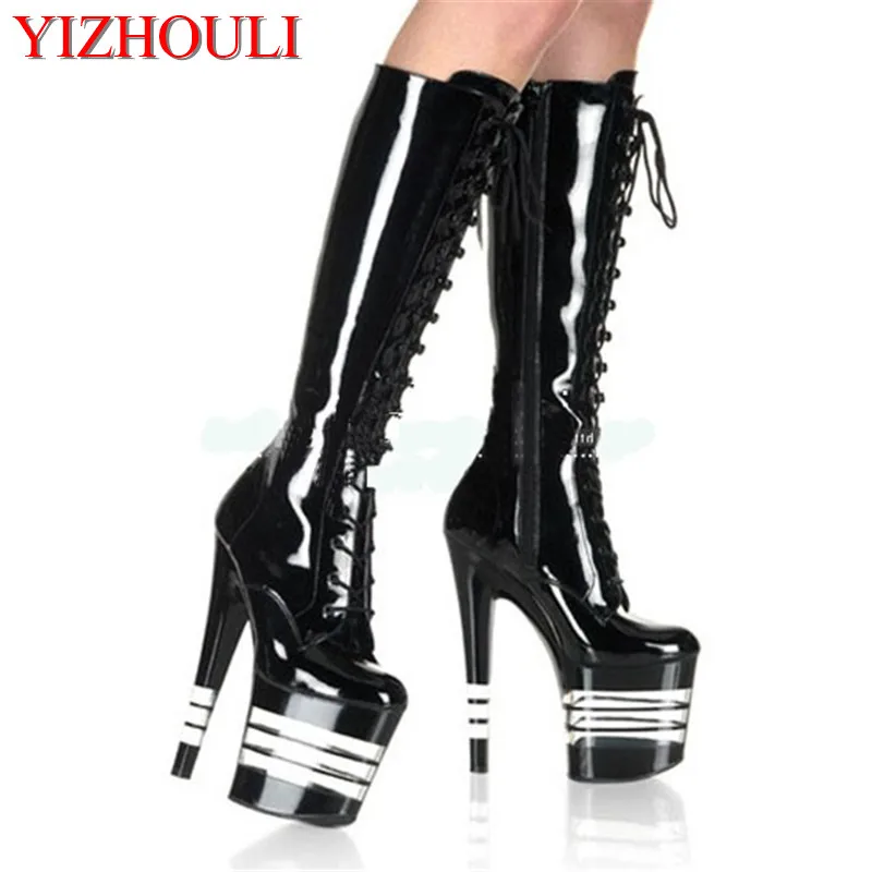 

The women's shoes with a new style of 20cm spray are worn on the knee boots, high spring sexy round head and dancing shoes