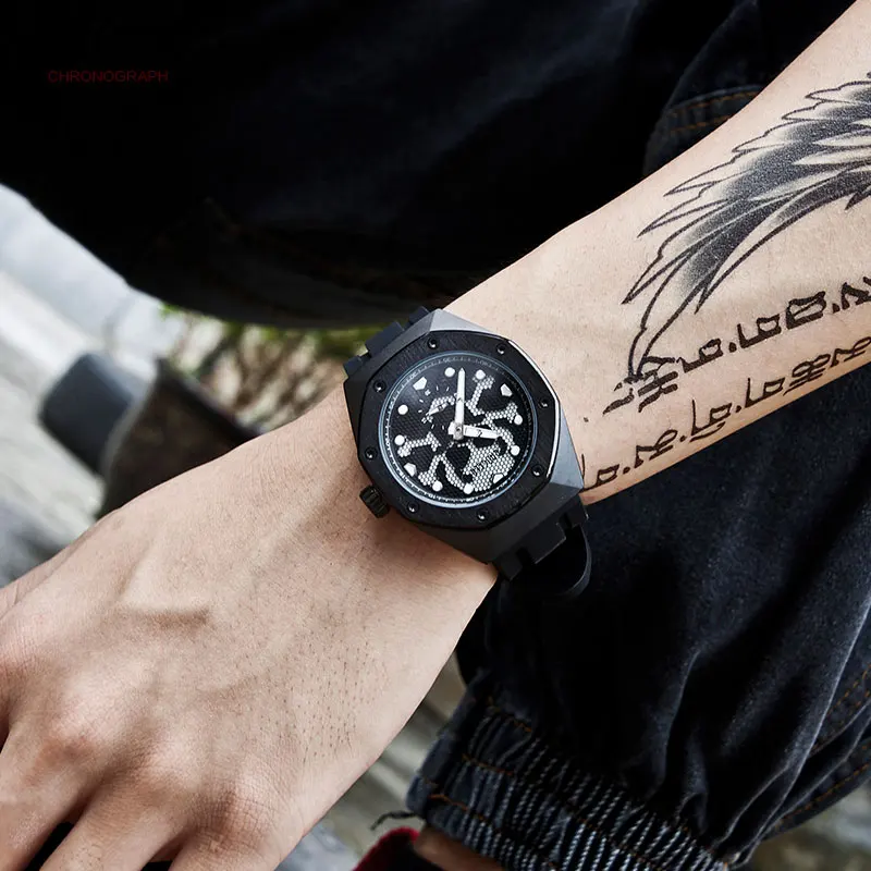 BAOGELA светящийся циферблат силиконовые спортивные кварцевые часы военные наручные часы Мужские часы Топ бренд Relogios Masculinos 1901 черный цвет