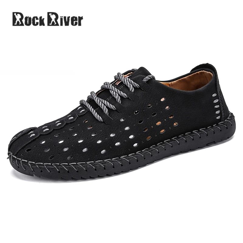 

Men Shoes Genuine Leather 2018 Mens Shoes Casual Flats Handmade Summer Breathable Men Loafers Moccasins Plus Size 38-46