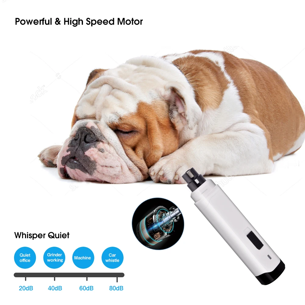 Online 2 velocidades carga USB eléctrico recargable para mascotas taladro de uñas sin dolor patas de acicalamiento cortador de alisado perro gato amoladora de uñas