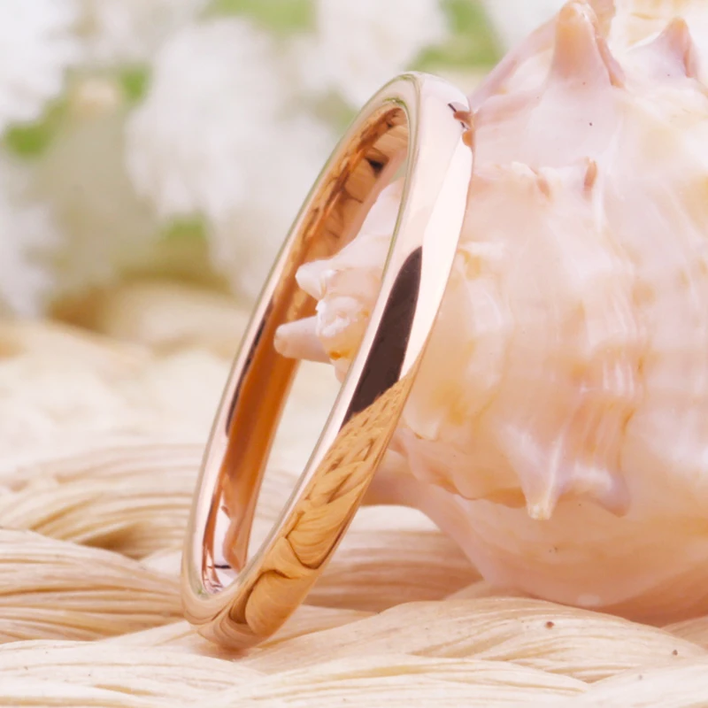 YGK ювелирные изделия бренда 2 мм розовое золото цвет куполообразные простые вольфрам карбида кольцо Мужская обручальное