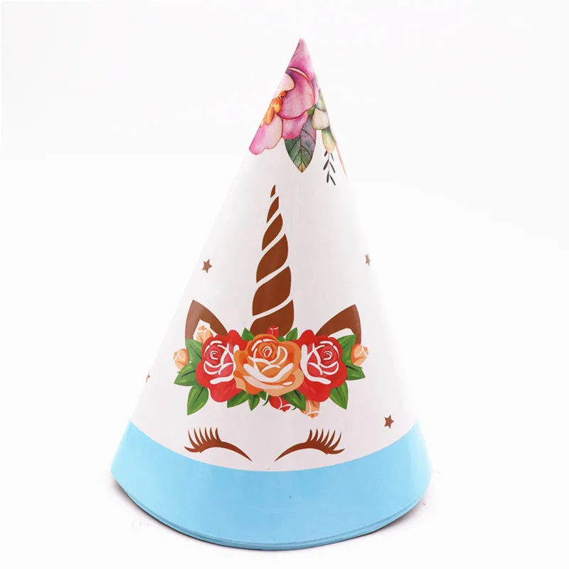

6Pcs/lot Blue Eyelash Unicorn Birthday Party Hat Birthday Party Decorations Kids Favor Party Supplies Children's Day Baby Shower