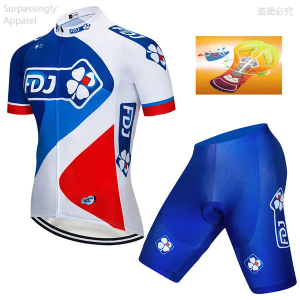 MTB Pro UCI Tour Team FDJ Велоспорт комплекты одежды велосипед Джерси Мужская велосипедная одежда летние велосипедные майки 16D набор велошорт - Цвет: Picture Color