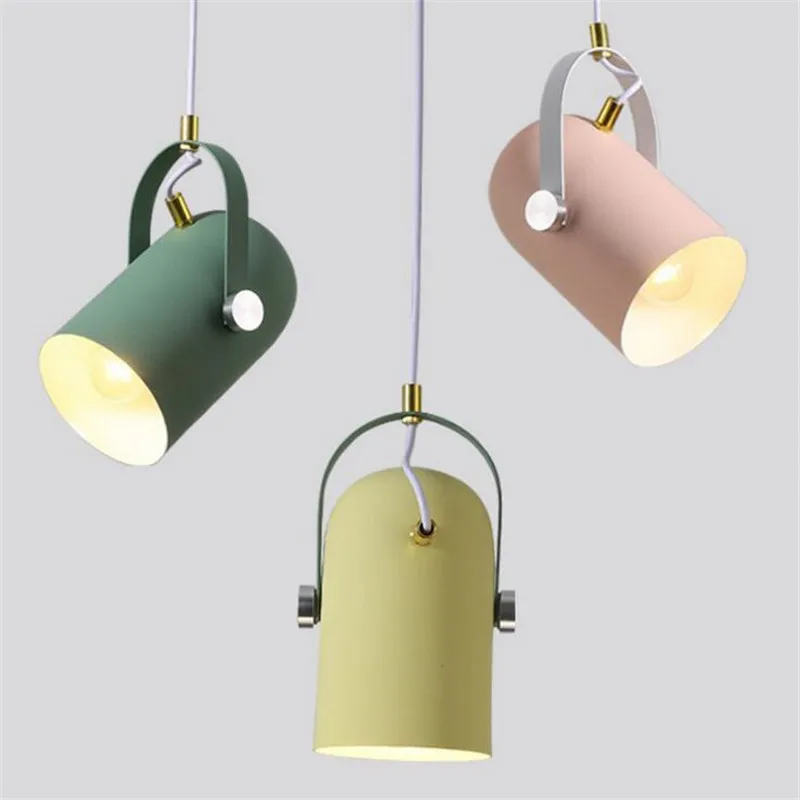 

Nordic Aluminum Multicolor Pendant Lights Angle Adjustable Droplight E27 Iron Shade Hanglamp For Shop Bar Home Deco Spotlight