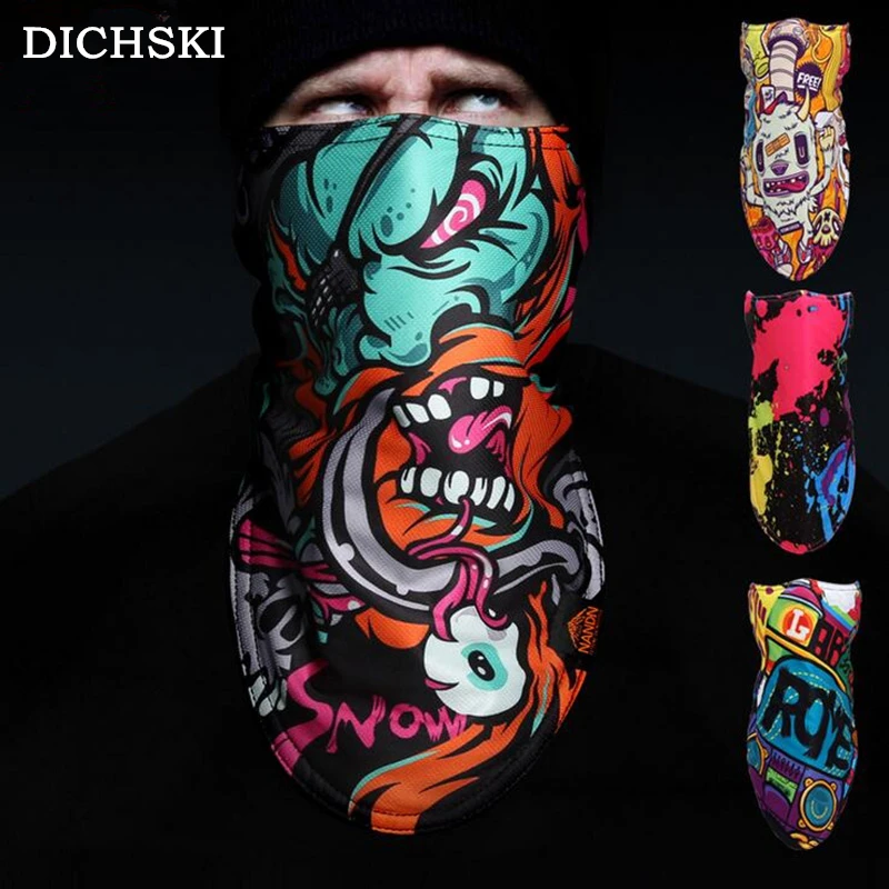 

Cycling Equipment New 3D Printing Ski Cycling Face Mask Winter Warm Protection Fleece Face Mask Snowboard Hood Balaclavas Scarf