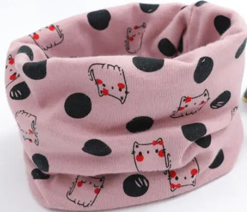 Хлопковый шарф для малышей; круглые осень-зима детские нагрудники Bufandas дети кольцо воротник с мультяшным принтом шейный шарф для девочек, для мальчиков головной убор теплые шейный платок - Цвет: cat pink