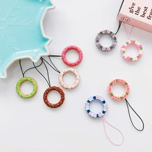 Милый ремешок для телефона, очаровательный силиконовый кулон, ремешок для мобильного телефона, кольцо, ремешок для iPhone, смартфона, универсальный, для Airpods, ключ, карта