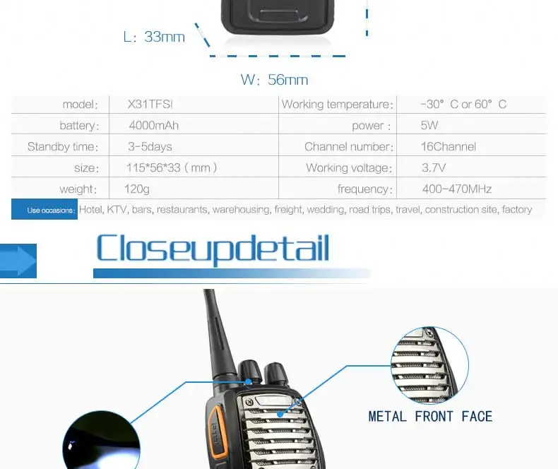 1 шт. KSUN X-31TFSI портативная рация VOX Функция 5 Вт ручной Pofung UHF 400-470 МГц 16CH двухсторонний портативный любительский радиопередатчик