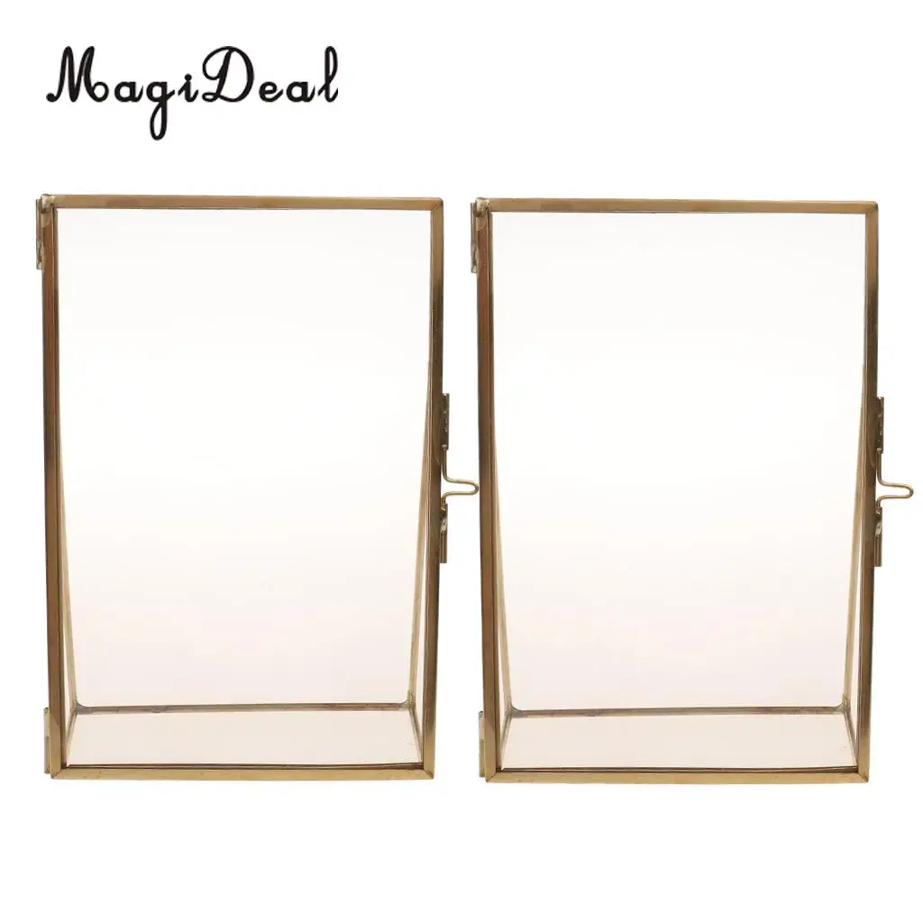 2pcs/Set Antique Gold Glass Photo Picture Frame Portrait Home Decoration