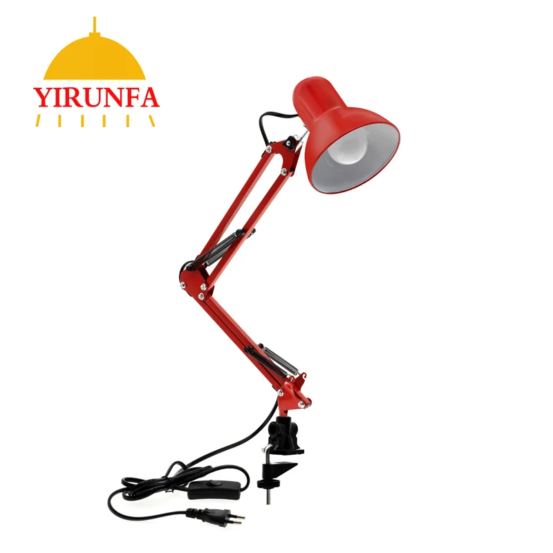 

LED Desk Lamp Iron Foldable Long-Arm Book Reading Lights E27 Clip Table Lamp For Bedroom Office Study