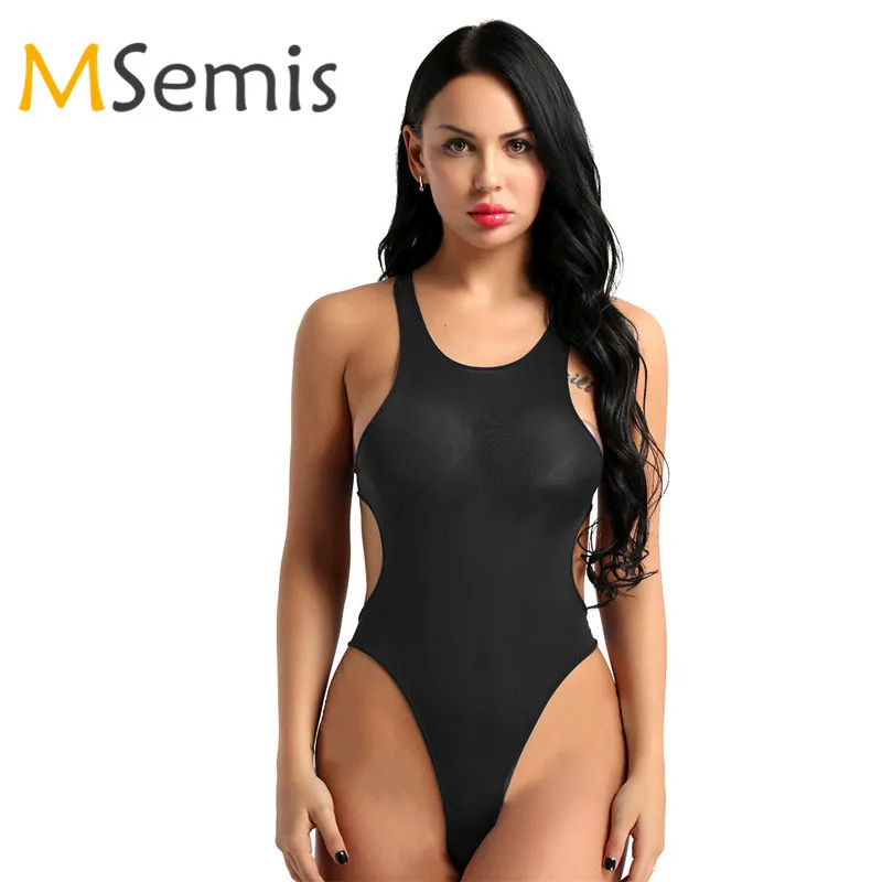 Bañadores transparentes de una pieza para mujer, traje de baño transparente con Tanga y Espalda descubierta, de corte alto AliExpress Deportes y entretenimiento