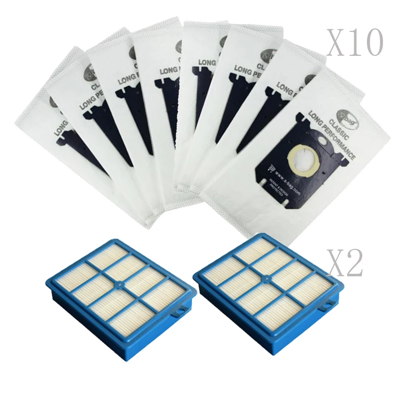 

2pcs H12 hepa filter & 10pcs s bag replacements for Philips Electrolux FC8220 FC8031 FC8420 FC8430 FC9087 FC9056 HR8350 HR8426