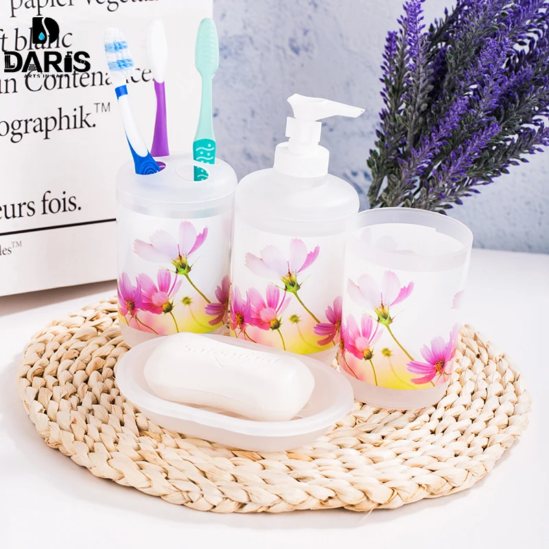 

SDARISB Bathroom Accessory Sets Soap Dish Dispenser Toothbrush Paste Holder Toilet Brush Set Bathroom Wash Bath Set