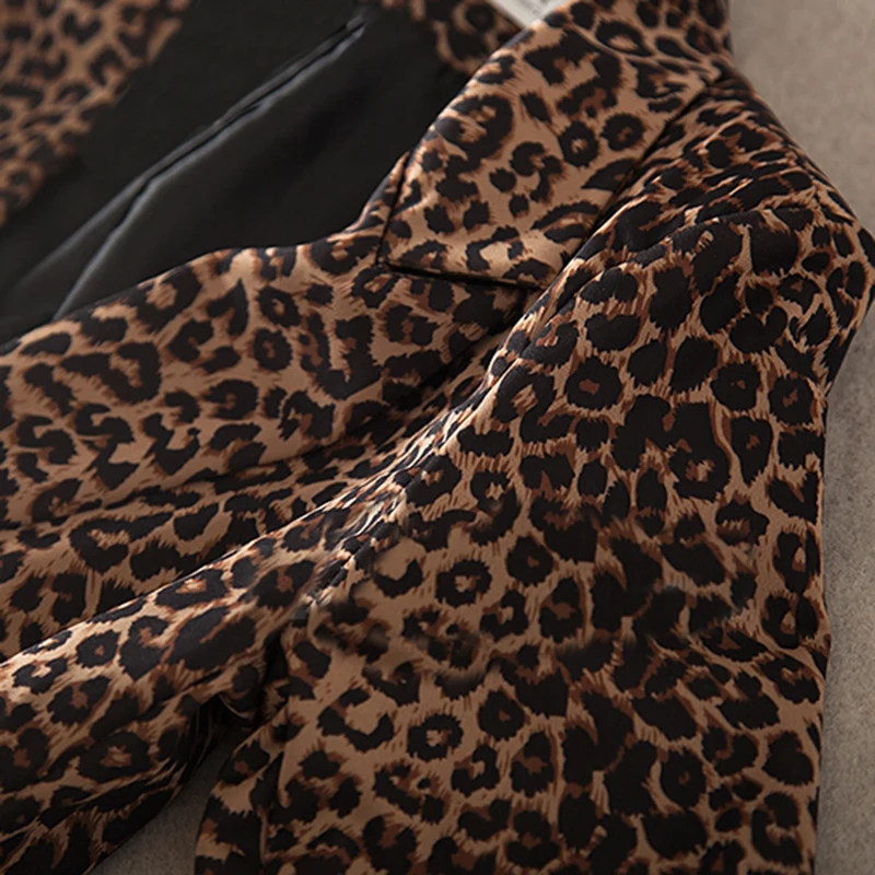 Woman blazer 2019 New Fashion Korean Style Leopard jackets for Women Plus Size Elegan Slim long blazer Women  