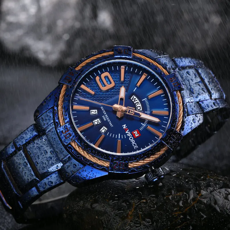 NAVIFORCE Mens Watches Top Brand Luxury Watches Waterproof Quartz Watch Men Reloj Military Gold Sport Watch