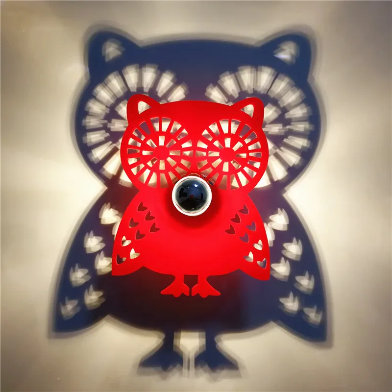 

2018 NEW Night Light E27 Led Bulb Animal OWL Projection Shadow Fixtures Modern Wall Lamp for home Black Red Color Warm Lighting