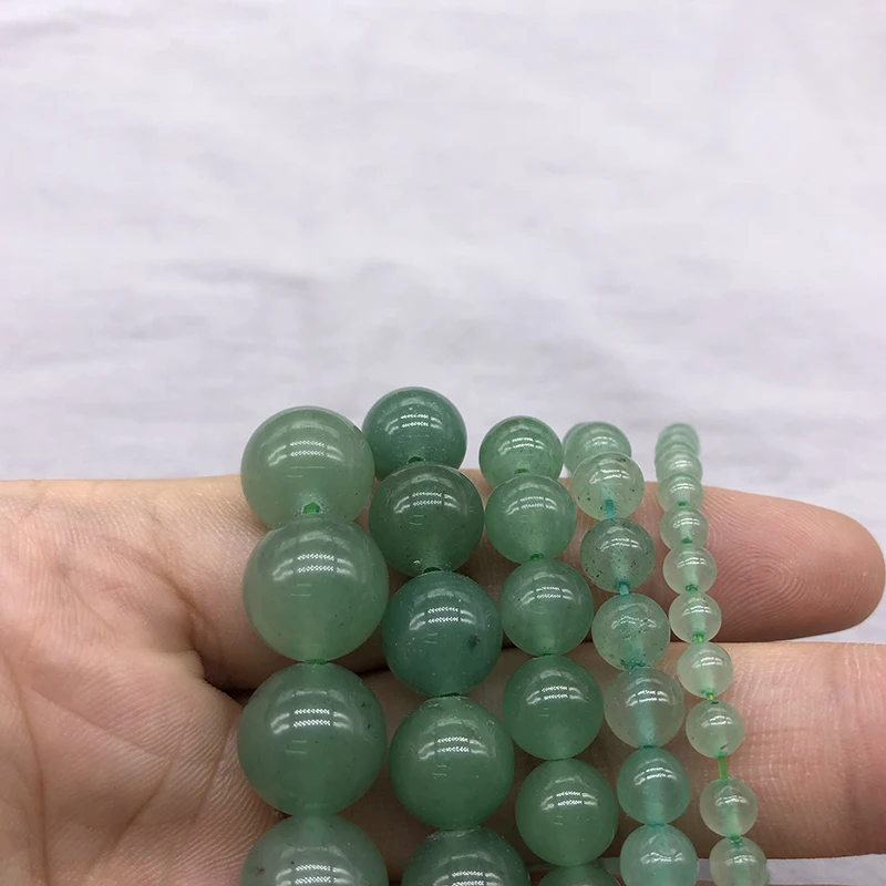 Pierre Naturelle Aventurine Verte, Perles Rondes, 15 Pouces, Brin de 4, 6, 8, 10, 12mm, Taille au Choix, pour Bijoux de Direction