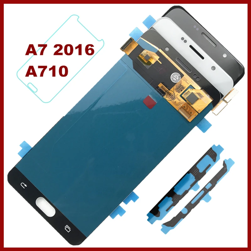 

Super Amoled Display for Samsung Galaxy A7 2016 A710 Lcd Touch Screen Digitizer Assembly A7100 A710F A710M 5.5 inch Replacement