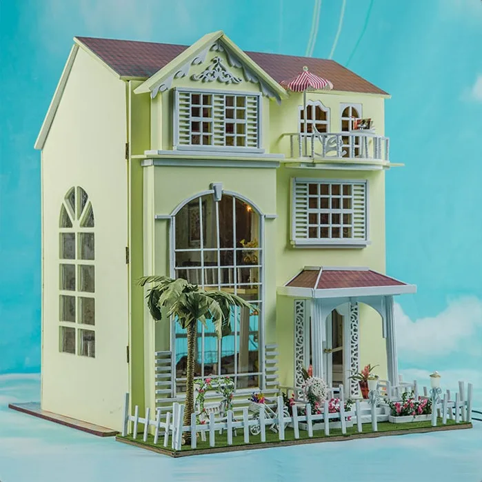 Happy Home Large scale DIY Doll house 3D Miniature Lights+Wood Handmade