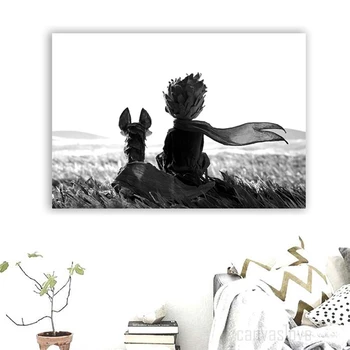 

Canvas Paintings Wall Art Home Decor Kids Room Framework 1 Piece/Pcs The Little Prince And Fox Pictures HD Prints Cartoon Poster