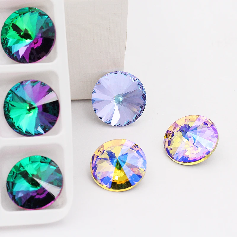 Best Deal for 20 Pcs, Glass Crystal Rivoli Round Shape 8mm 10mm Rainbow 