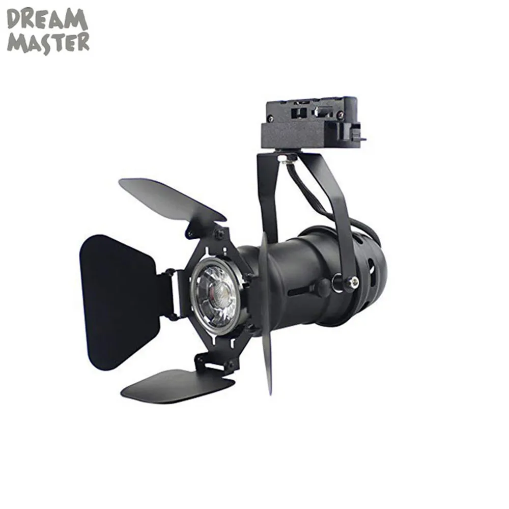 Najtaniej Czarny mini regulowany domy reflektor szynowy, przemysłowe do montażu na szynie światła, E27 punktowe reflektory led z 4 liść drzwi do stodoły dla domu