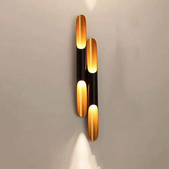 Post Modern Wall Light Lamp Sconce LED up down Aluminum Pipe Wing 2 Wall Lights black golden wall lamp light Bedroom